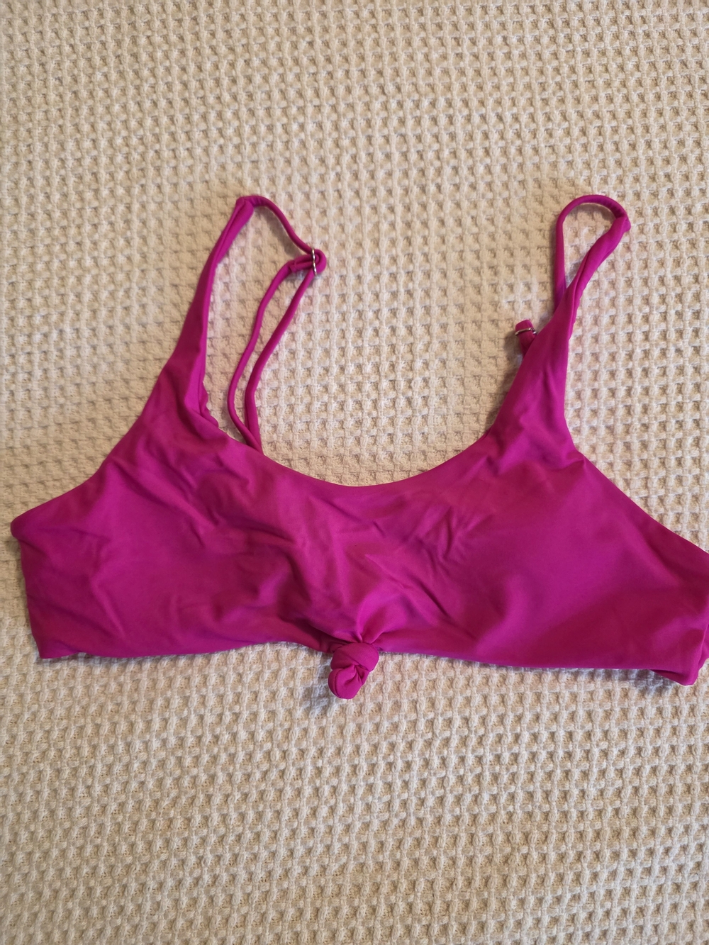 Wireless Knot-Front Bralette Swim Bikini Top - Fuchsia